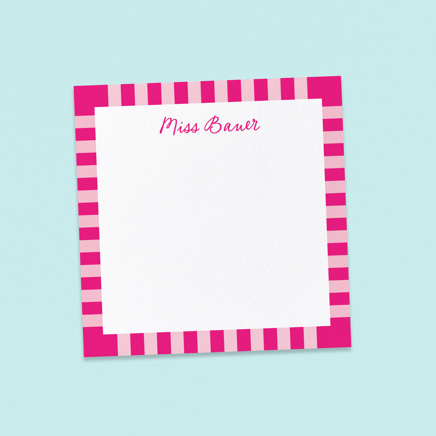Pink Striped Border Teacher Notepad