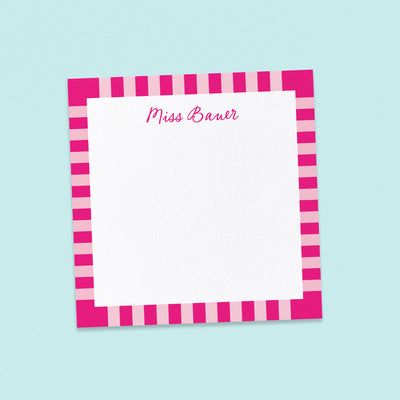 Pink Striped Border Teacher Notepad