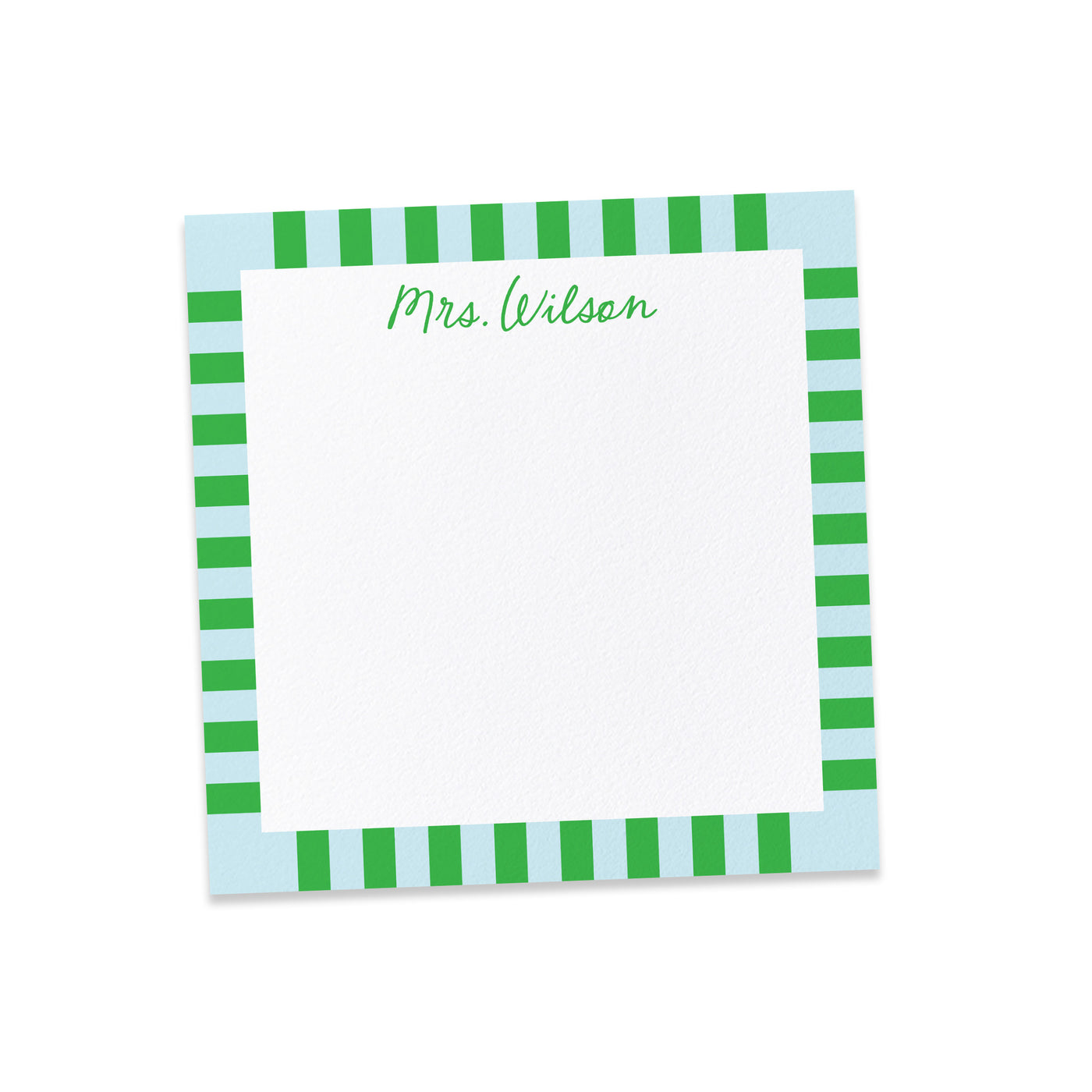 Green and Blue Striped Border Teacher Notepad
