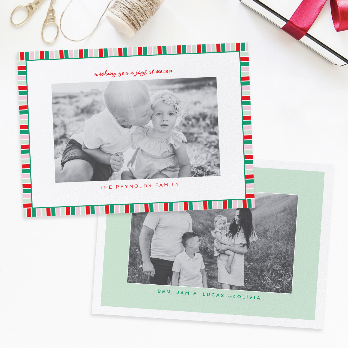 Colorful Border Personalized Photo Card