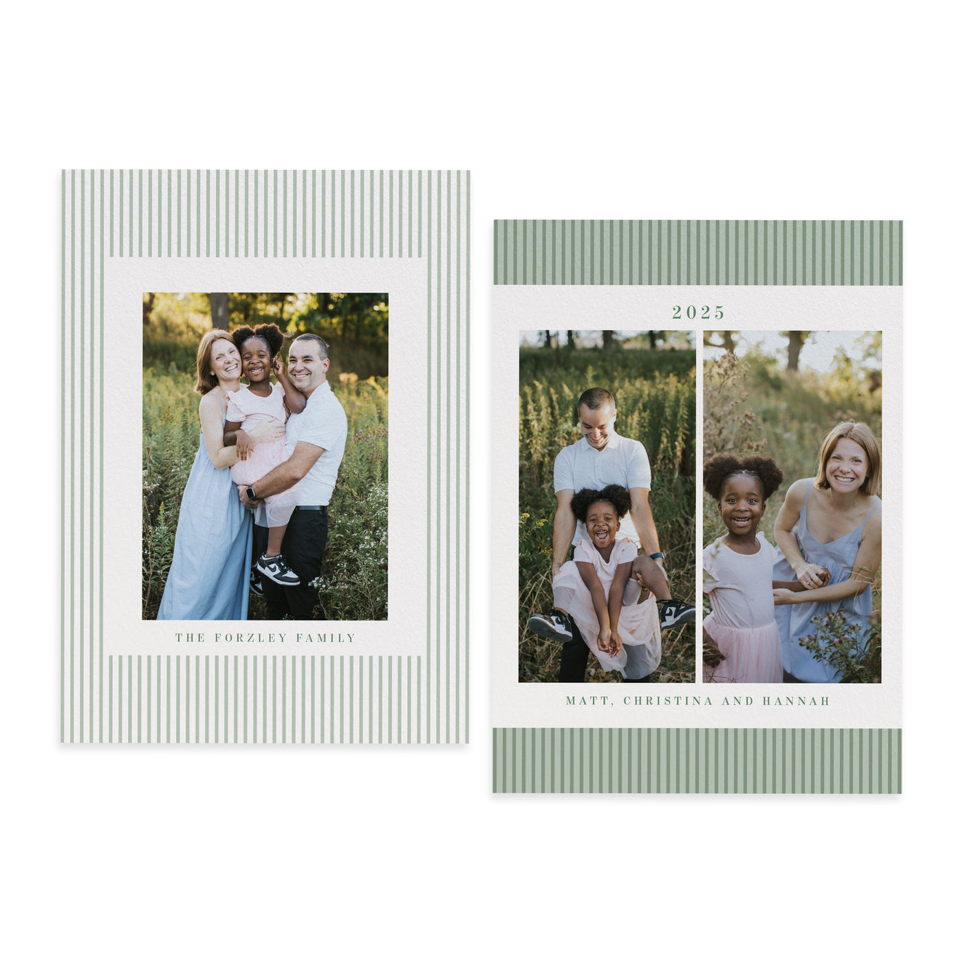 Holiday Vintage Stripe Personalized Photo Card