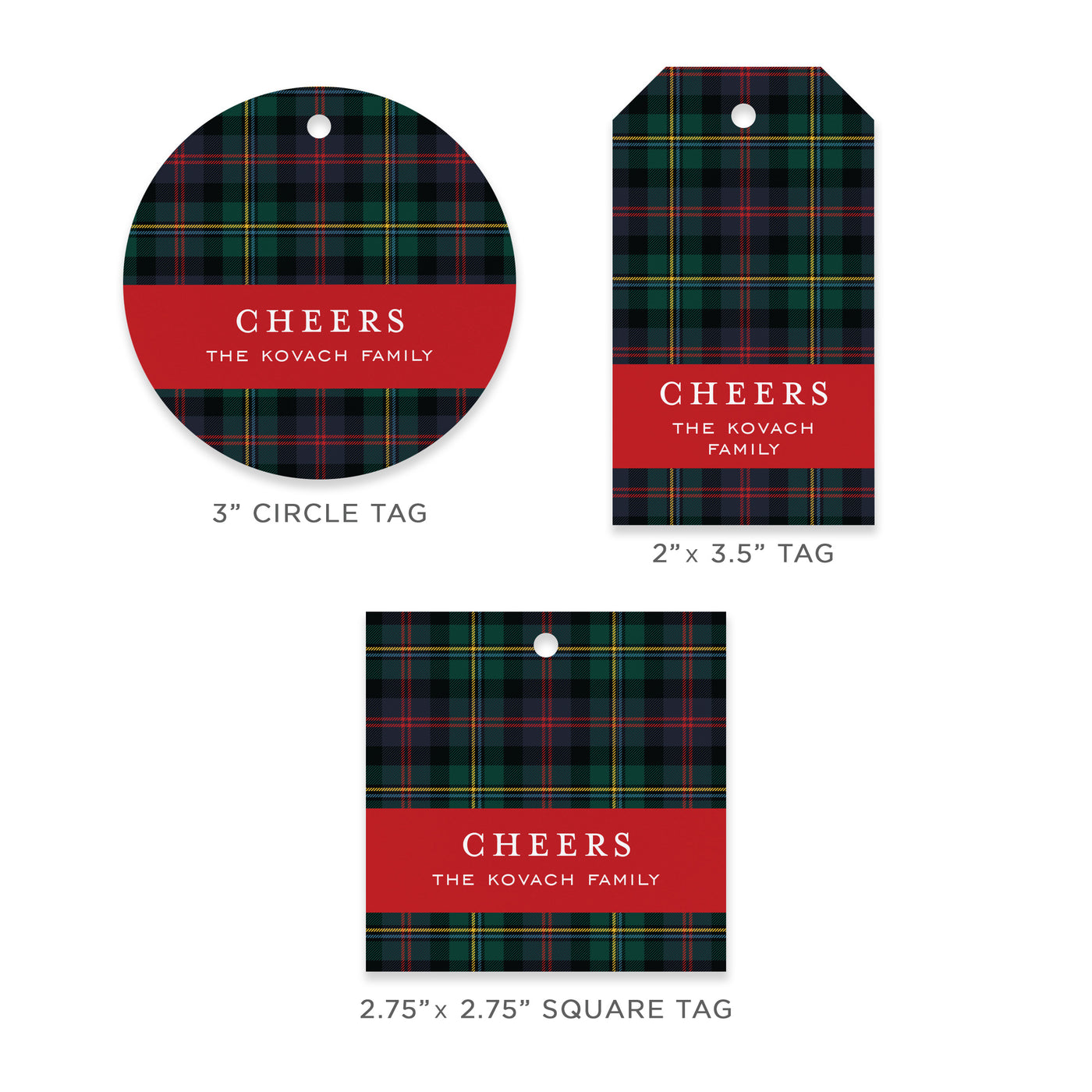 Traditional Plaid Holiday Gift Tag
