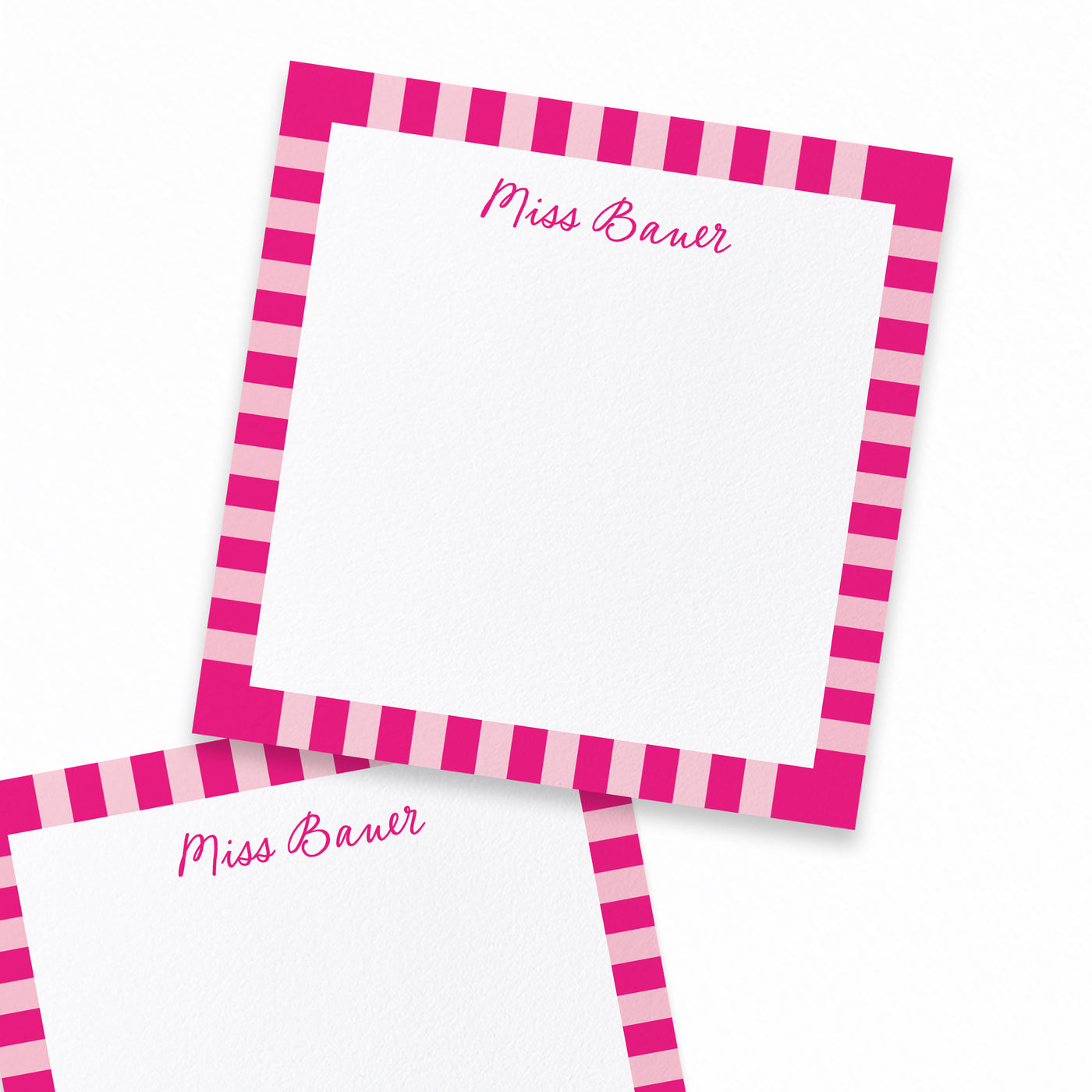 Pink Striped Border Teacher Notepad