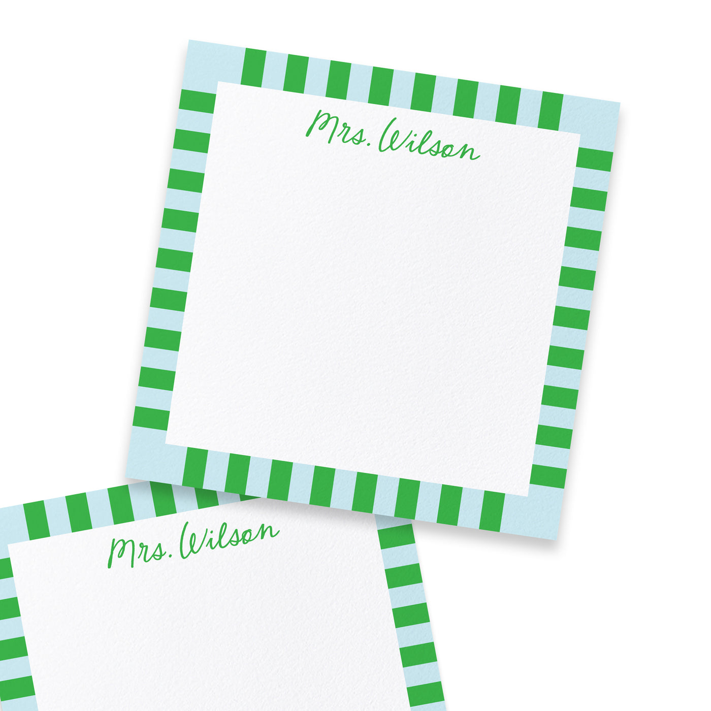 Green and Blue Striped Border Teacher Notepad