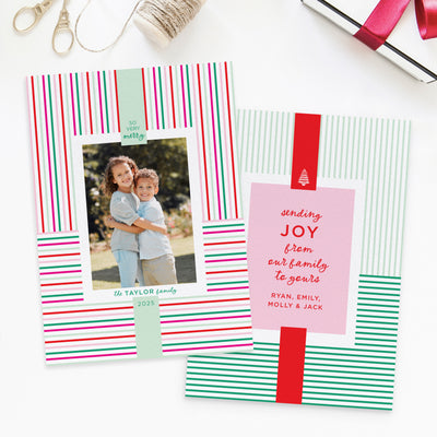Merry Stripe Personalized Photo Card