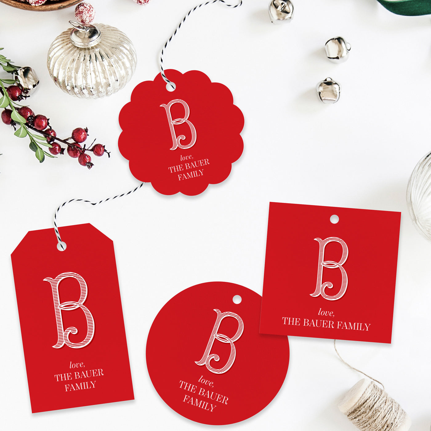 Vintage Monogram Holiday Gift Tag