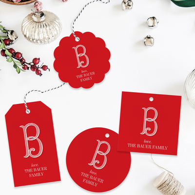 Vintage Monogram Holiday Gift Tag
