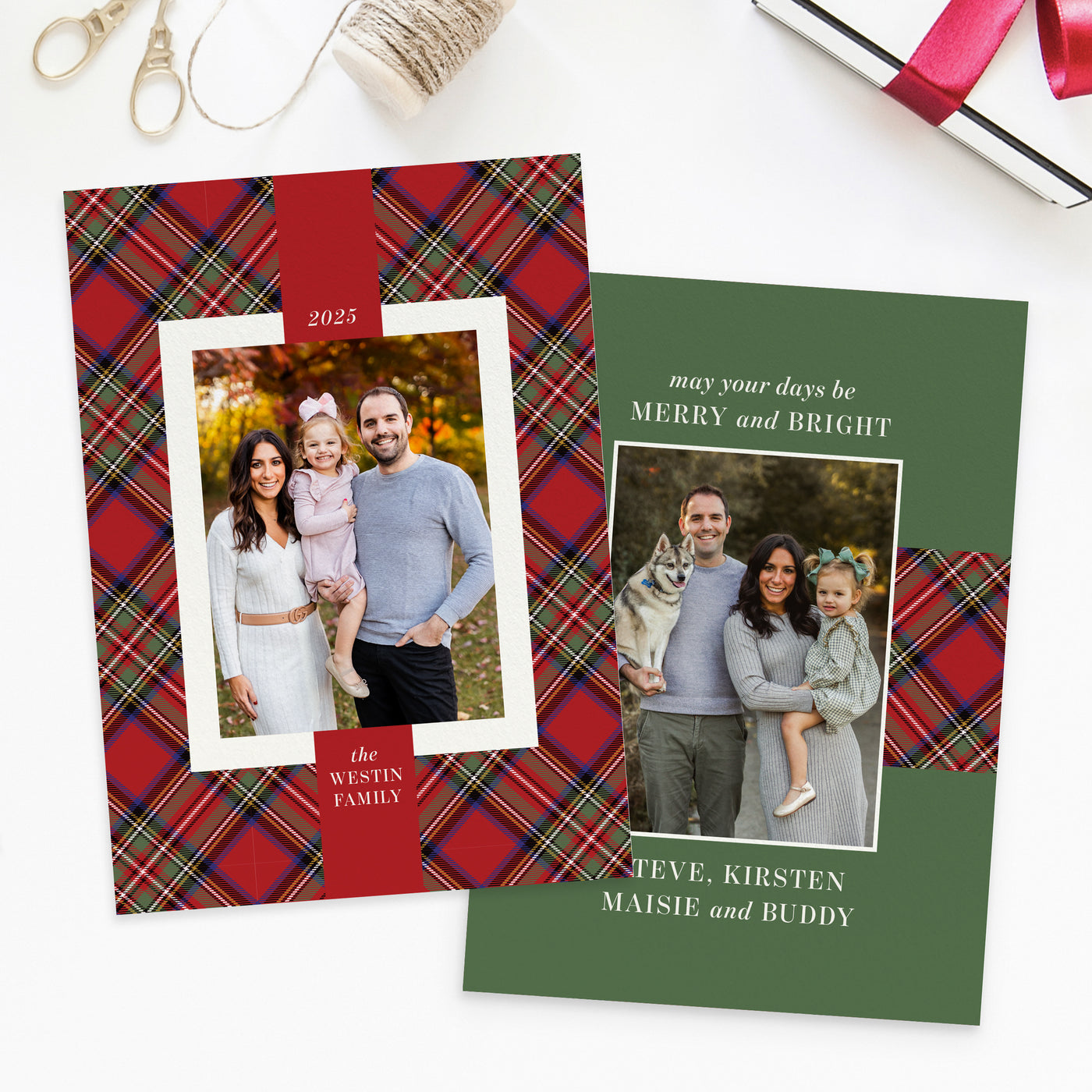 Traditional Plaid Personalized Photo Card