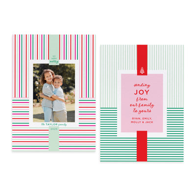 Merry Stripe Personalized Photo Card