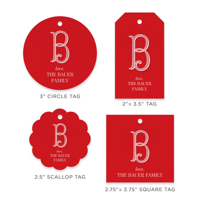 Vintage Monogram Holiday Gift Tag