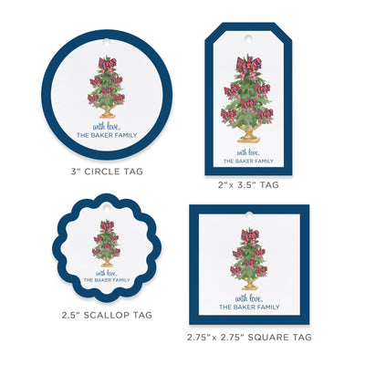 Plaid Bow Trees Holiday Gift Tag