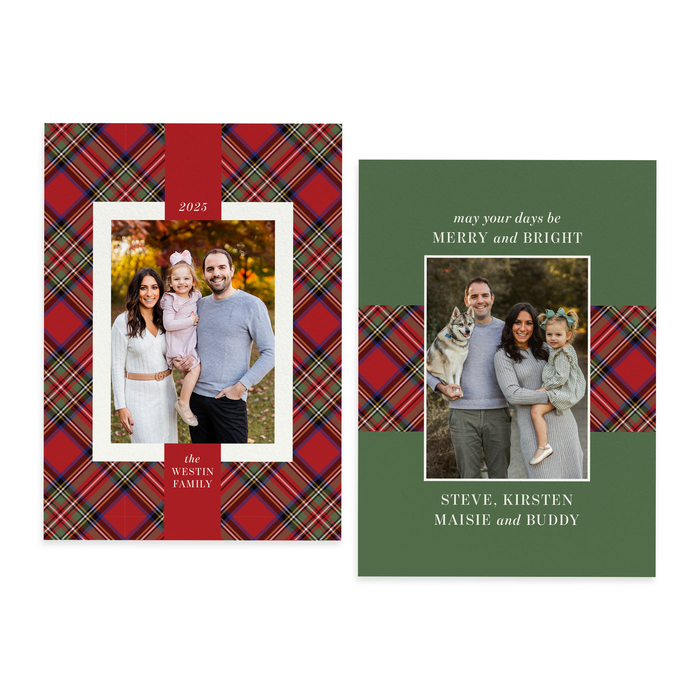 Traditional Plaid Personalized Photo Card