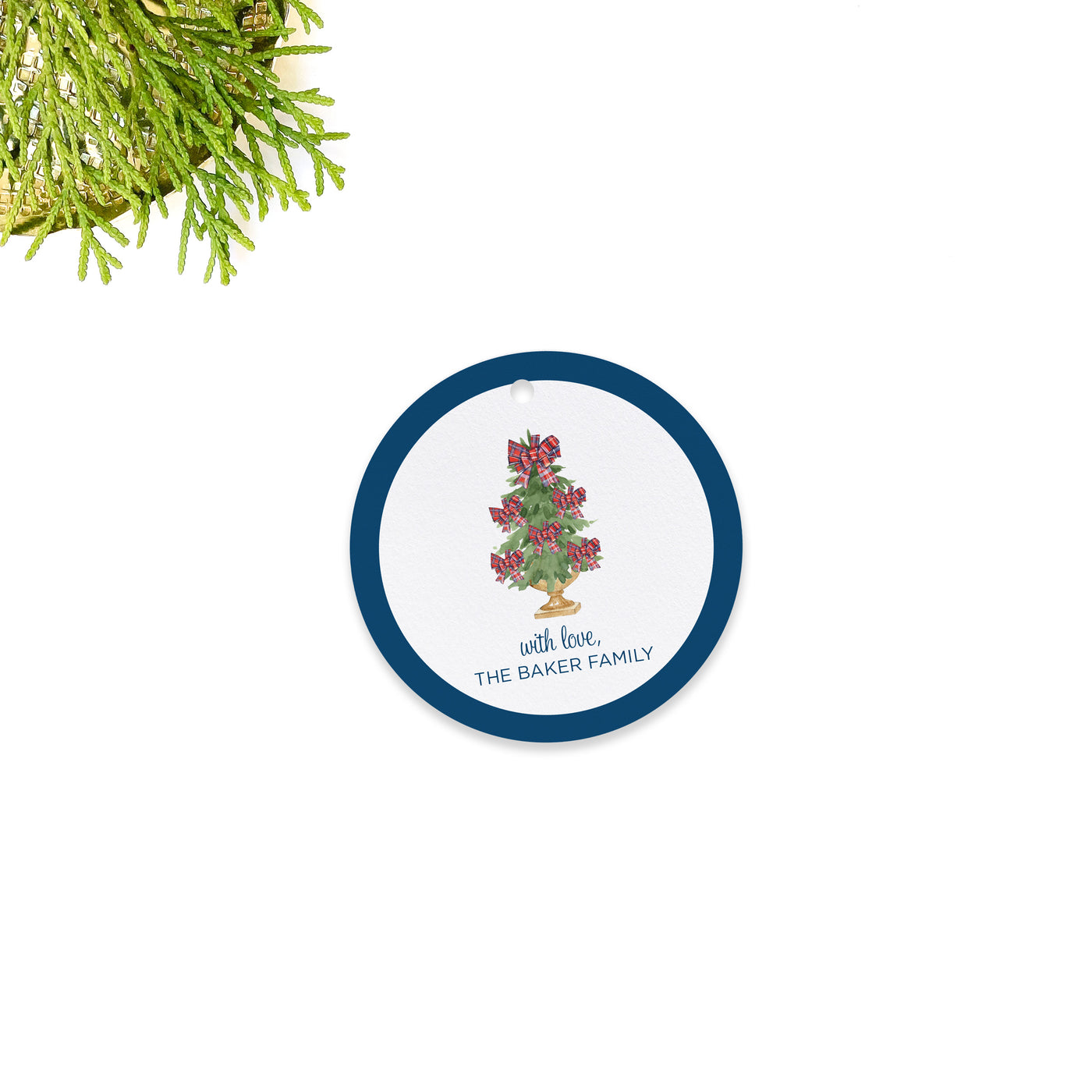 Plaid Bow Trees Holiday Gift Tag