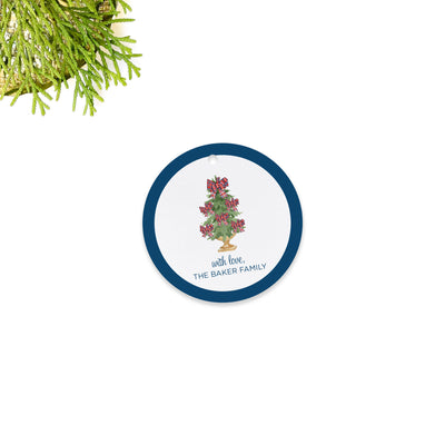 Plaid Bow Trees Holiday Gift Tag