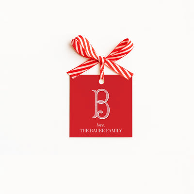 Vintage Monogram Holiday Gift Tag