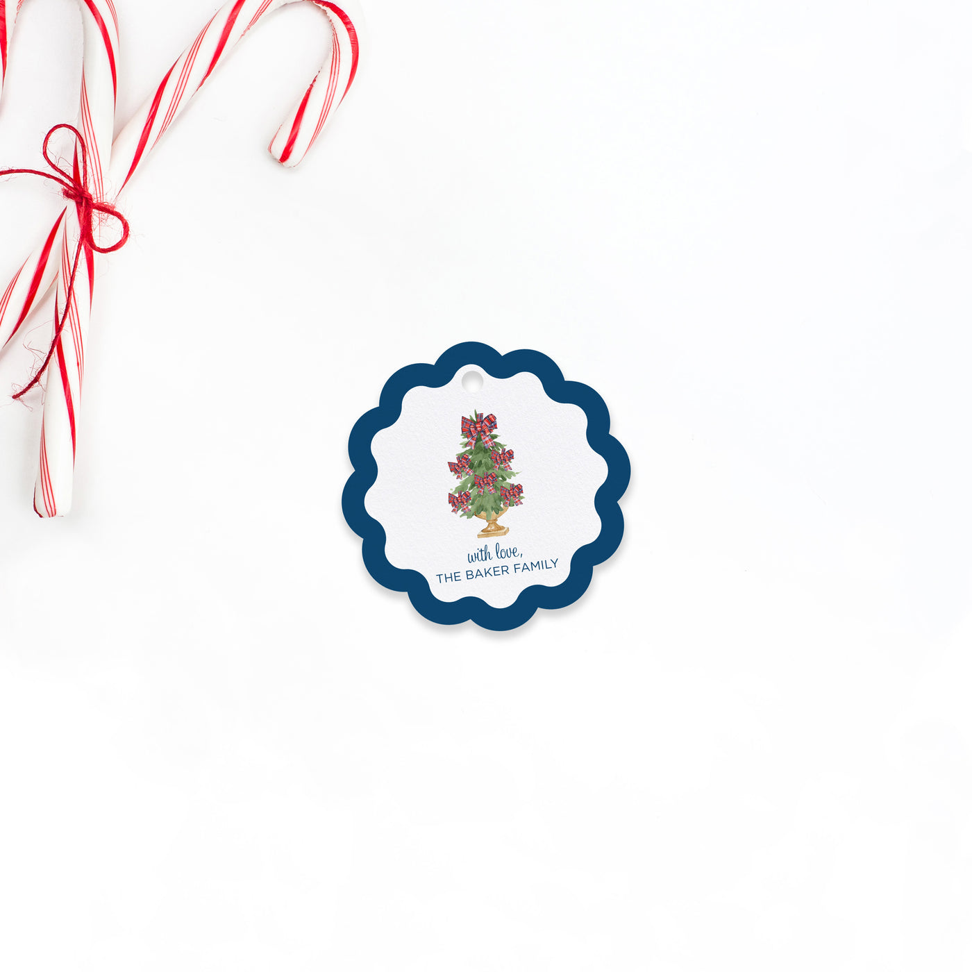 Plaid Bow Trees Holiday Gift Tag