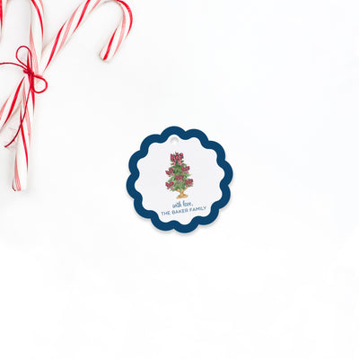 Plaid Bow Trees Holiday Gift Tag