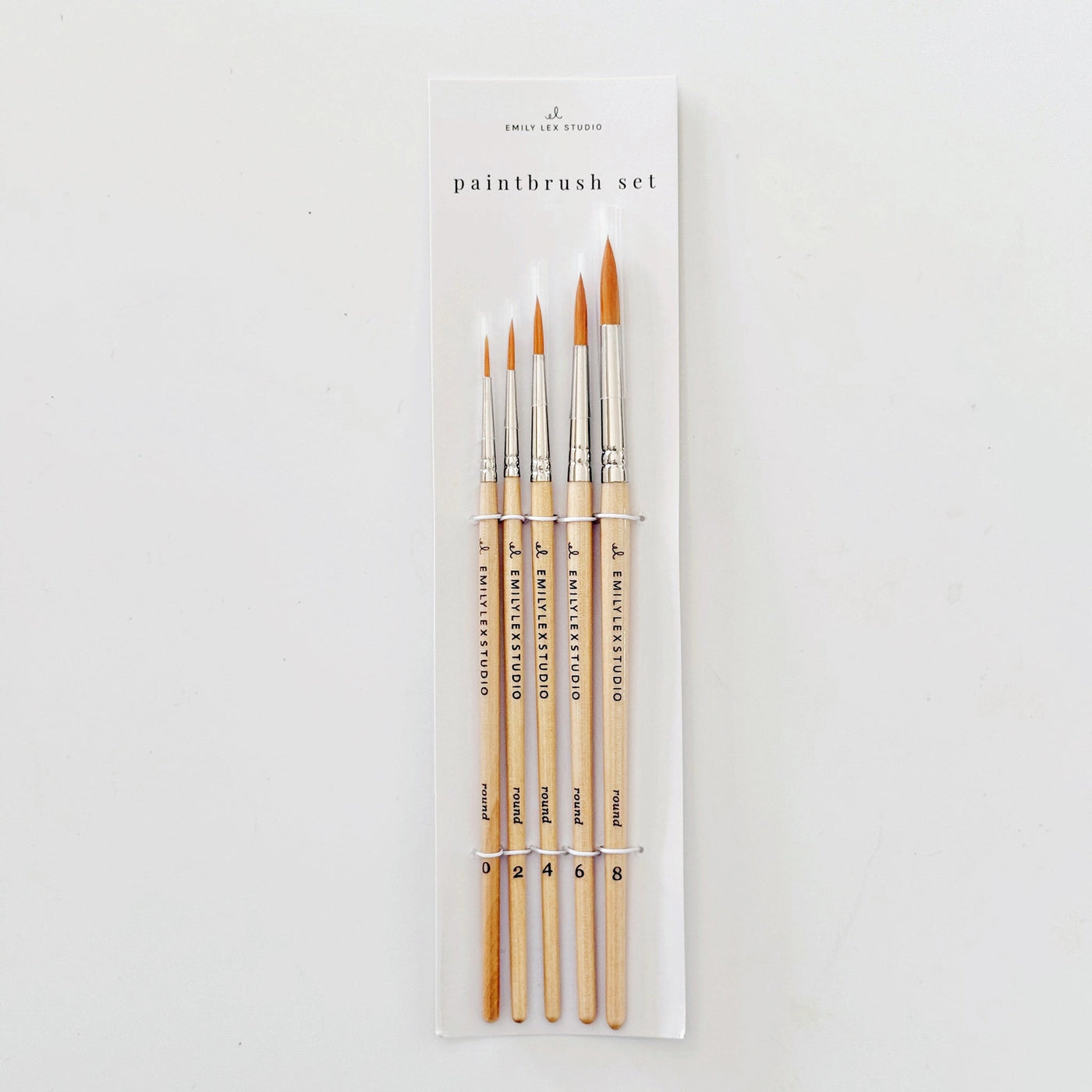 Watercolor Paintbrush Set of Five Wood Brushes