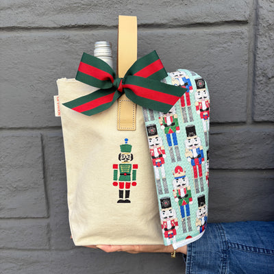 Embroidered Nutcracker Wine Tote