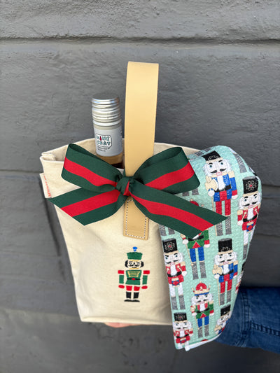 Embroidered Nutcracker Wine Tote