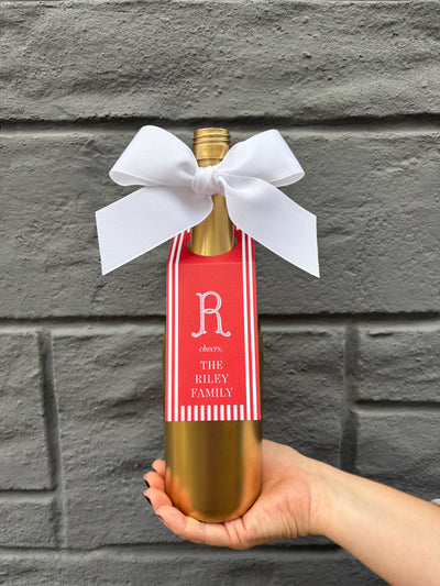 Wine Bottle Tag Vintage Stripe Red