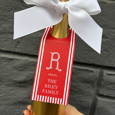 Wine Bottle Tag Vintage Stripe Red