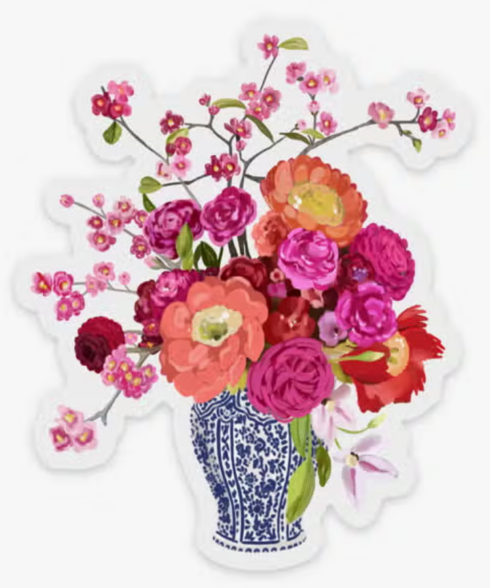 Clear Bouquet in Blue and White Vase Sticker