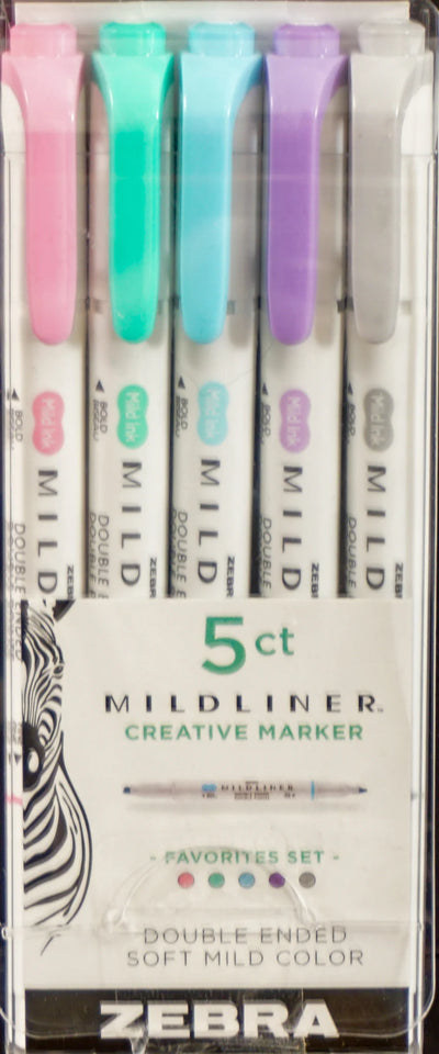 Zebra Mildliner Double Ended Highlighter 5 Packs - Favorites
