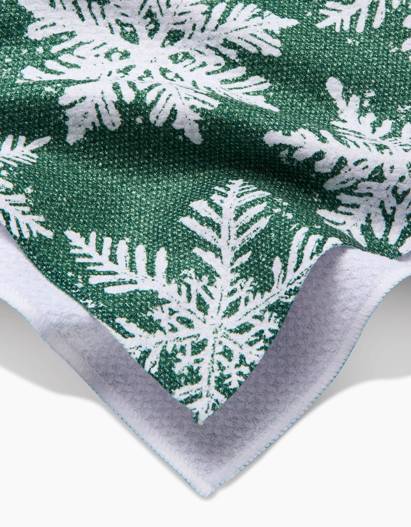 Snowy Days Green Kitchen Towel
