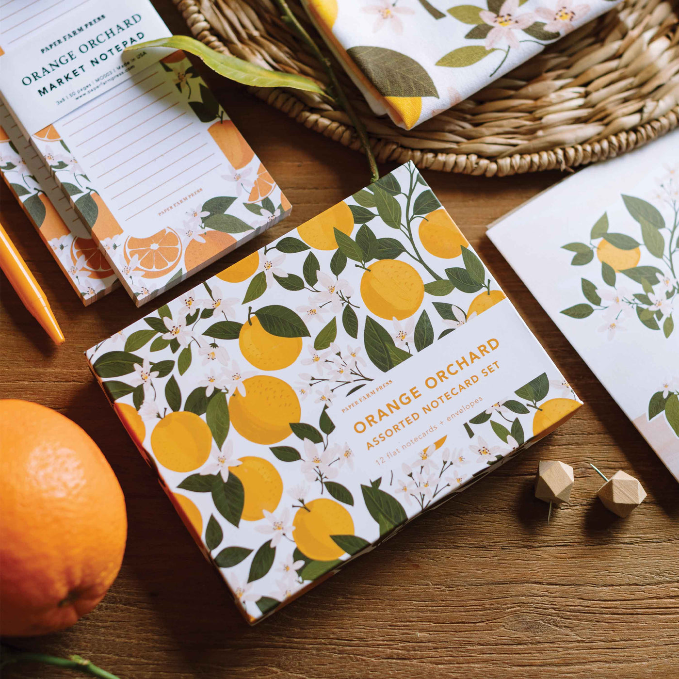 Orange Orchard Flat Assorted Notecard Set