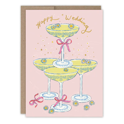 Champagne Tower Happy Wedding Card