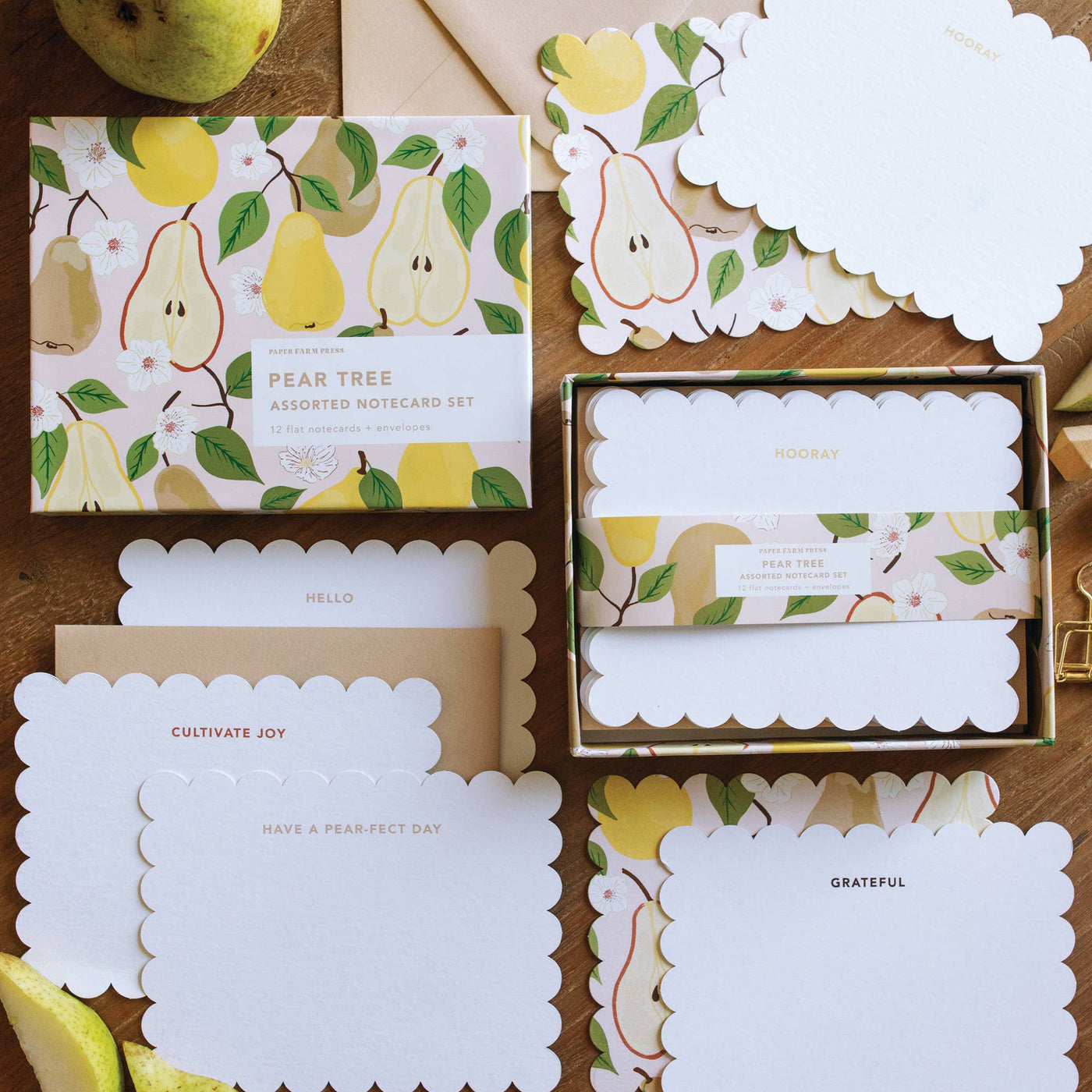 Pear Tree Assorted Flat Notecard Set