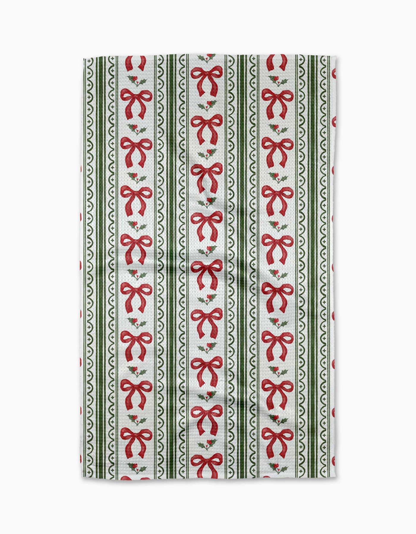 Christmas Bow Stripe Tea Towel