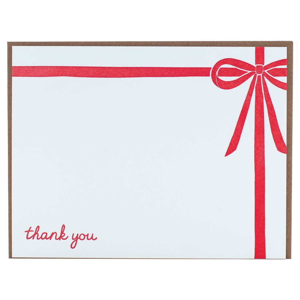 Red Bow Note Cards with Letterpress Envelopes