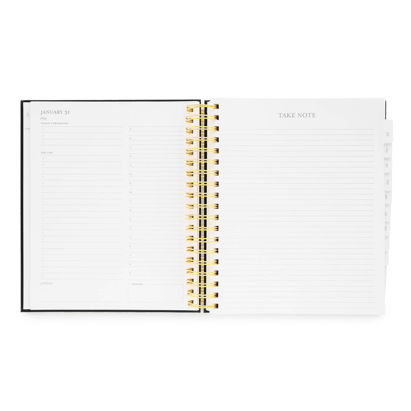 2025 Black Daily Spiral Planner