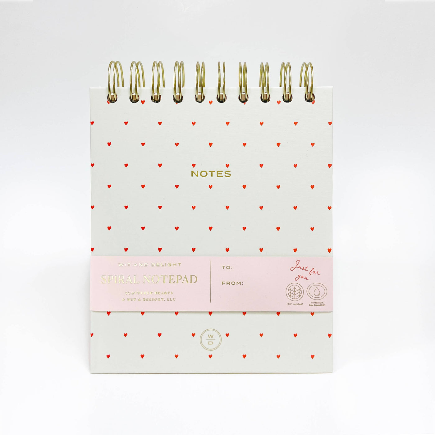 Cream Notes Spiral Notepad with Hearts