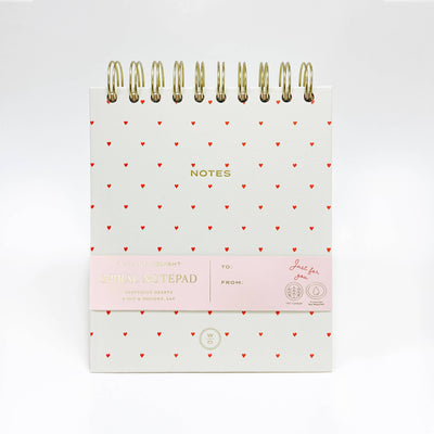 Cream Notes Spiral Notepad with Hearts