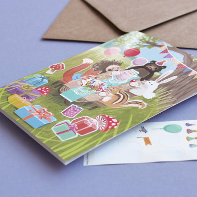 Woodland Party Sticker Scene Card