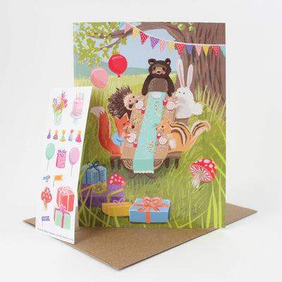 Woodland Party Sticker Scene Card