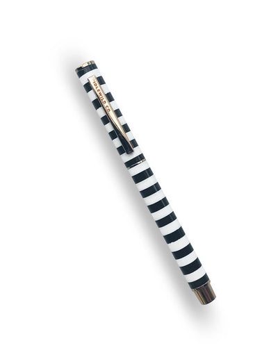 Black & White Stripe Boxed Rollerball Luxe Pen