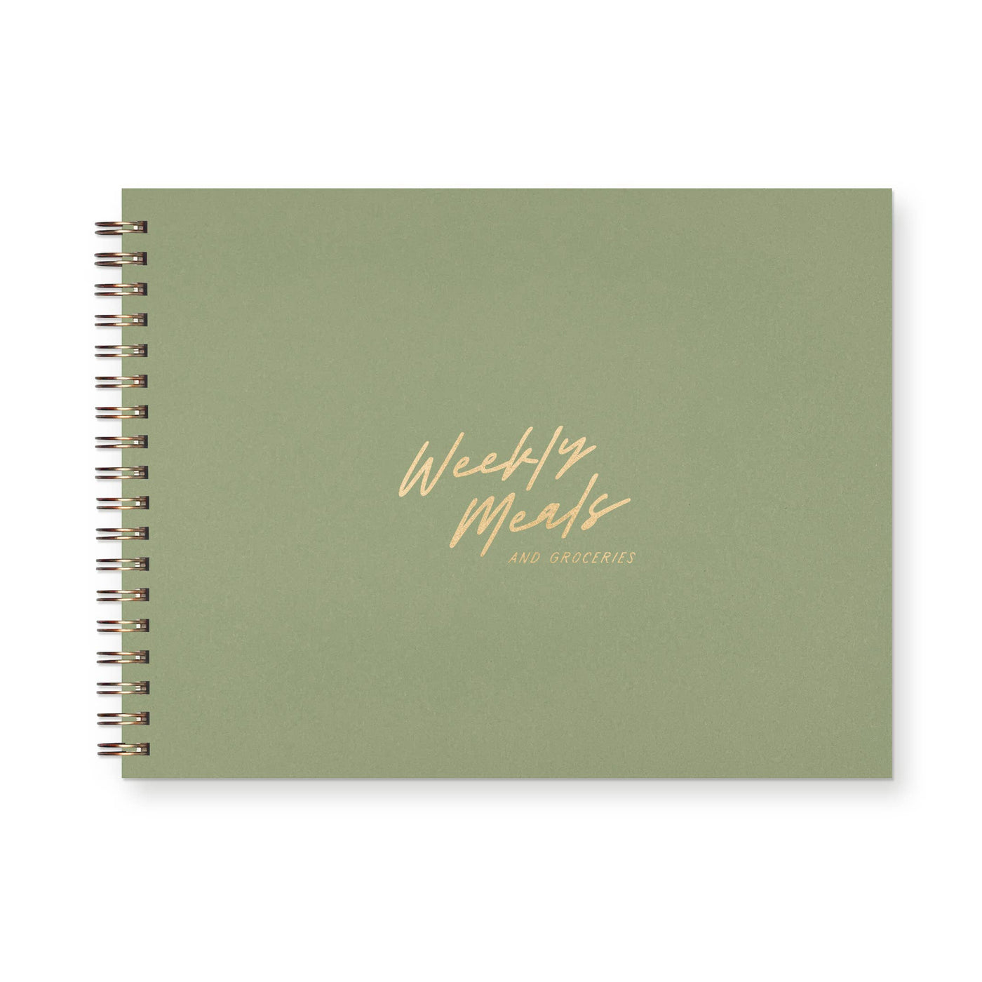 Script Weekly Meals Meal Planner: Sage Green Linen with Gold Foil