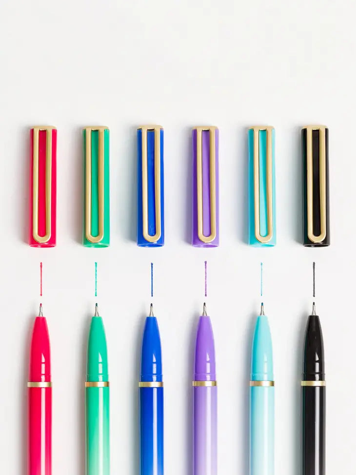 Catalina Colored Ink Felt Tip Pens, Set of 6