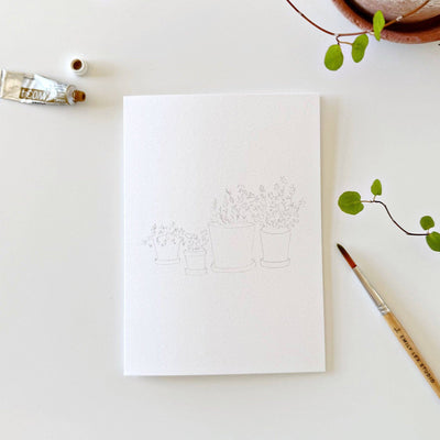 Potted Plants Paintable Notecards, Set of 8