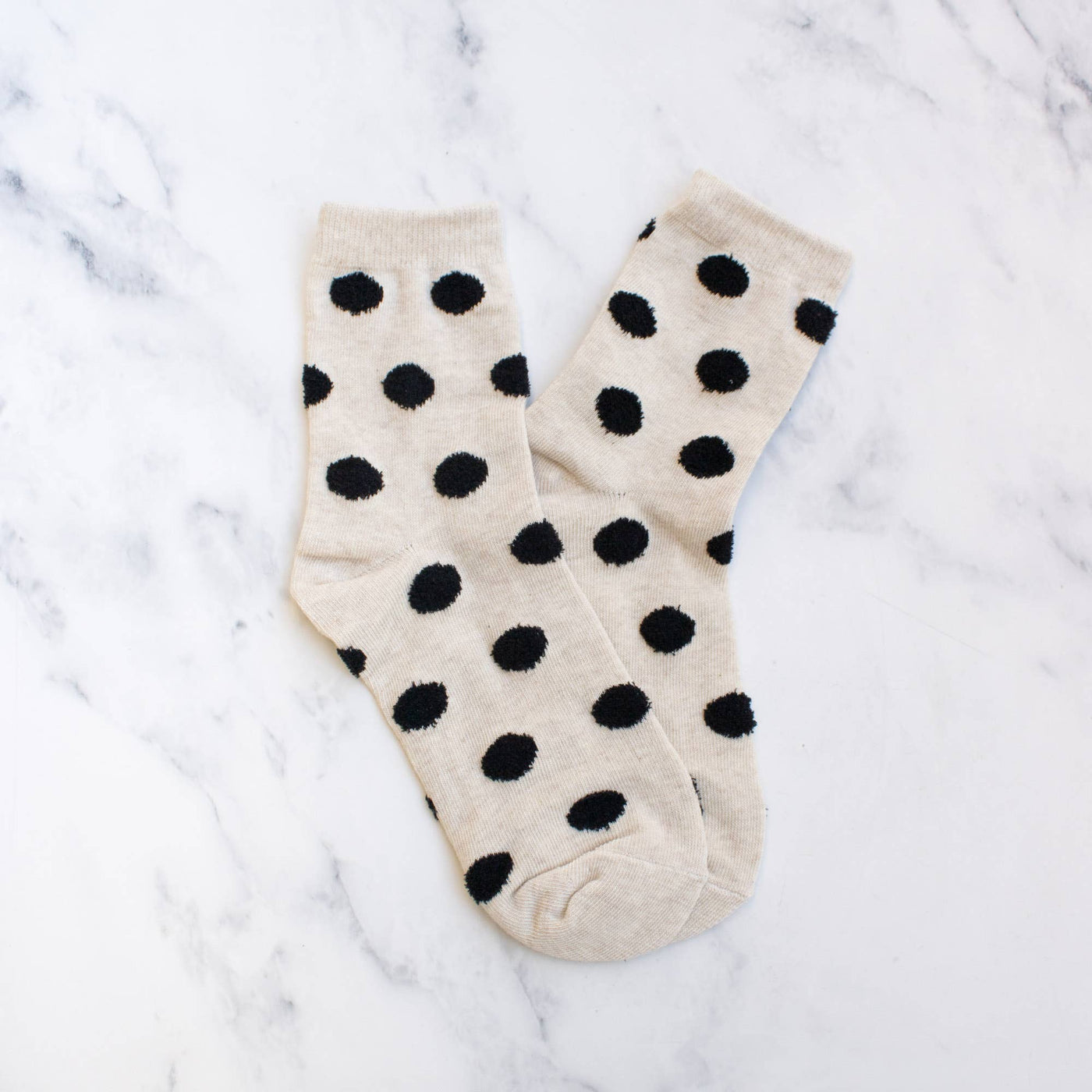 Cream Polka Dots Puff Casual Socks