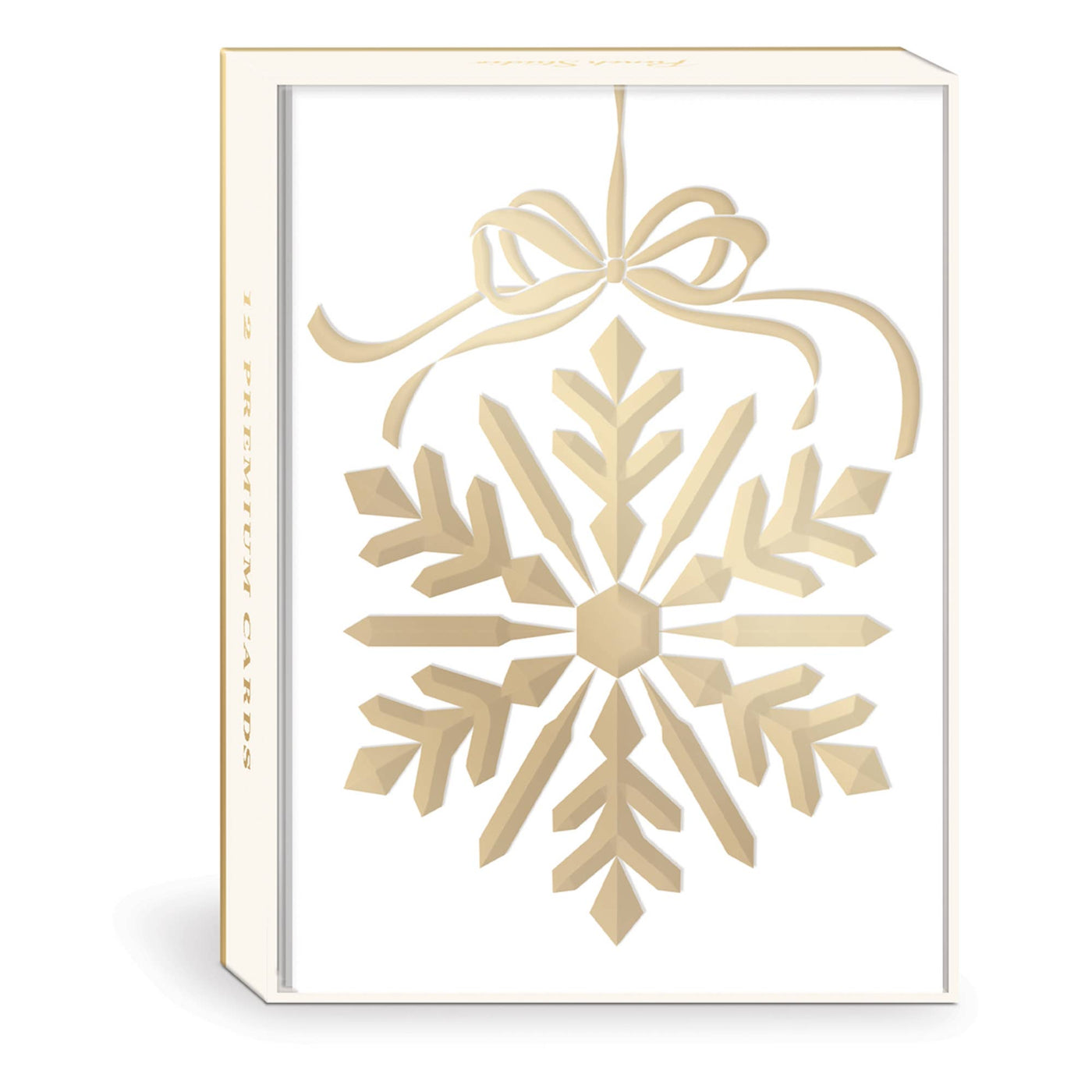 Embossed Holiday Boxed Cards, Gold Snowflake