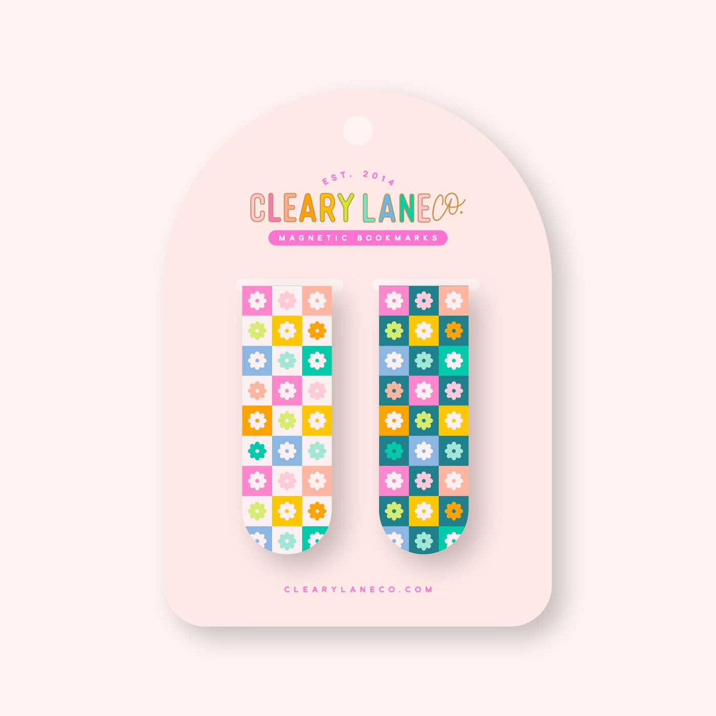 Magnetic Bookmark Set: Rainbow Floral Checkers