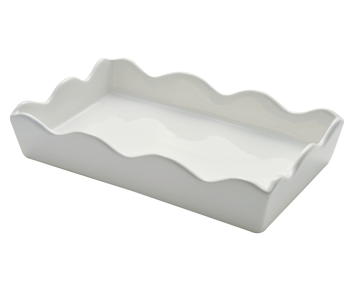 Wavy Edge Ceramic Guest Towel Napkin Tray