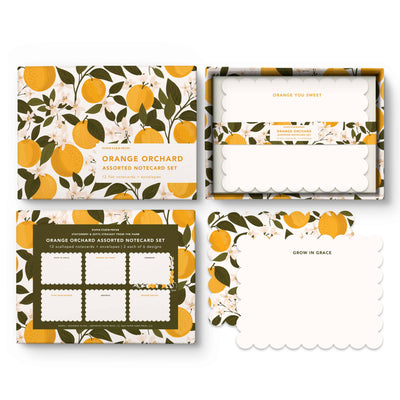 Orange Orchard Flat Assorted Notecard Set