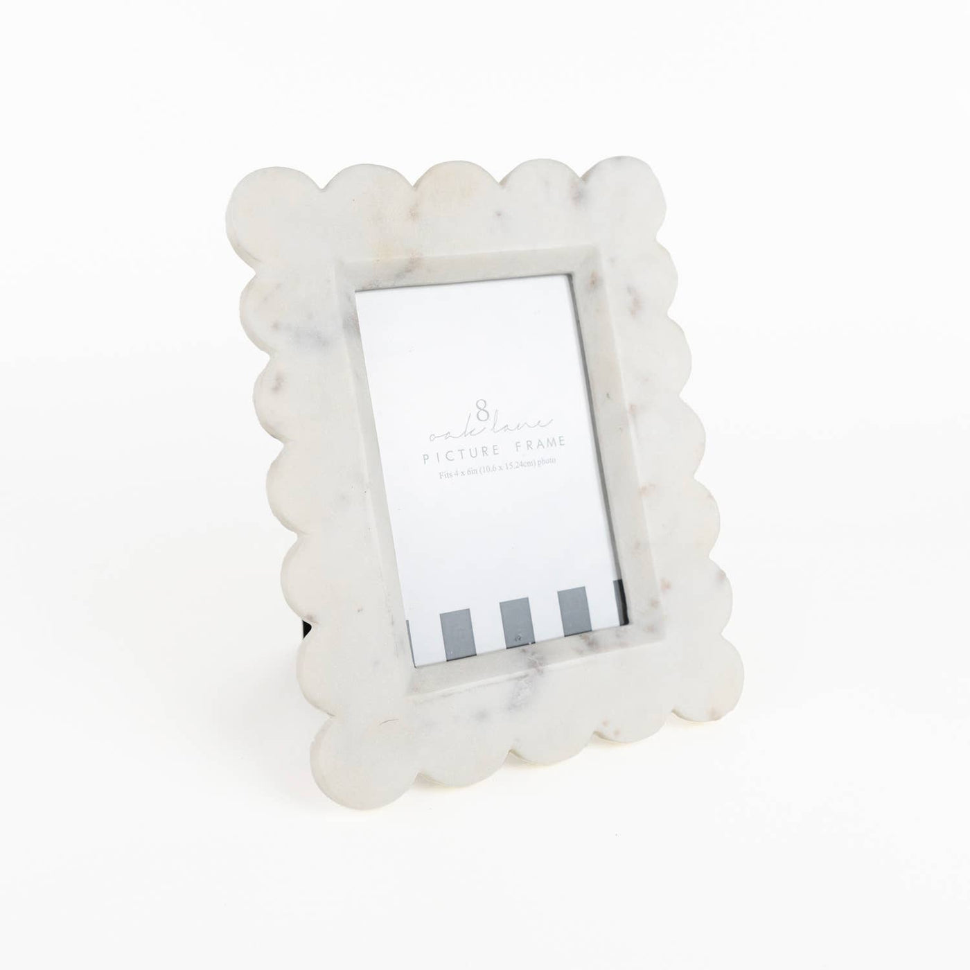 White Scalloped Marble 4x6 Picture Frame