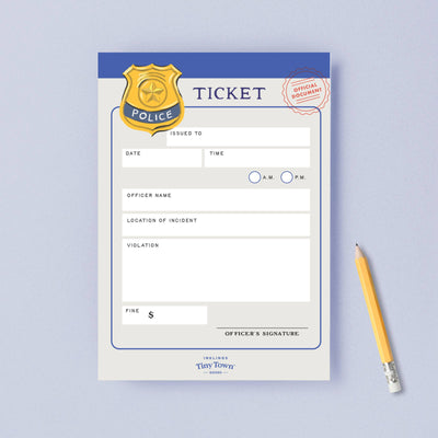 Tiny Town Play Notepad - Police Ticket